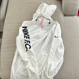 Nike White Pullover with Black Sleeve Print